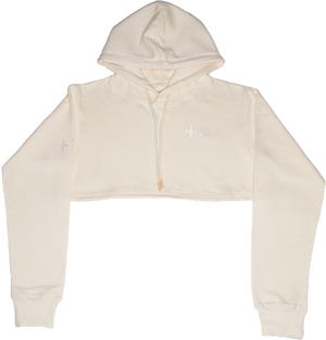 Cream Cropped Hoodie